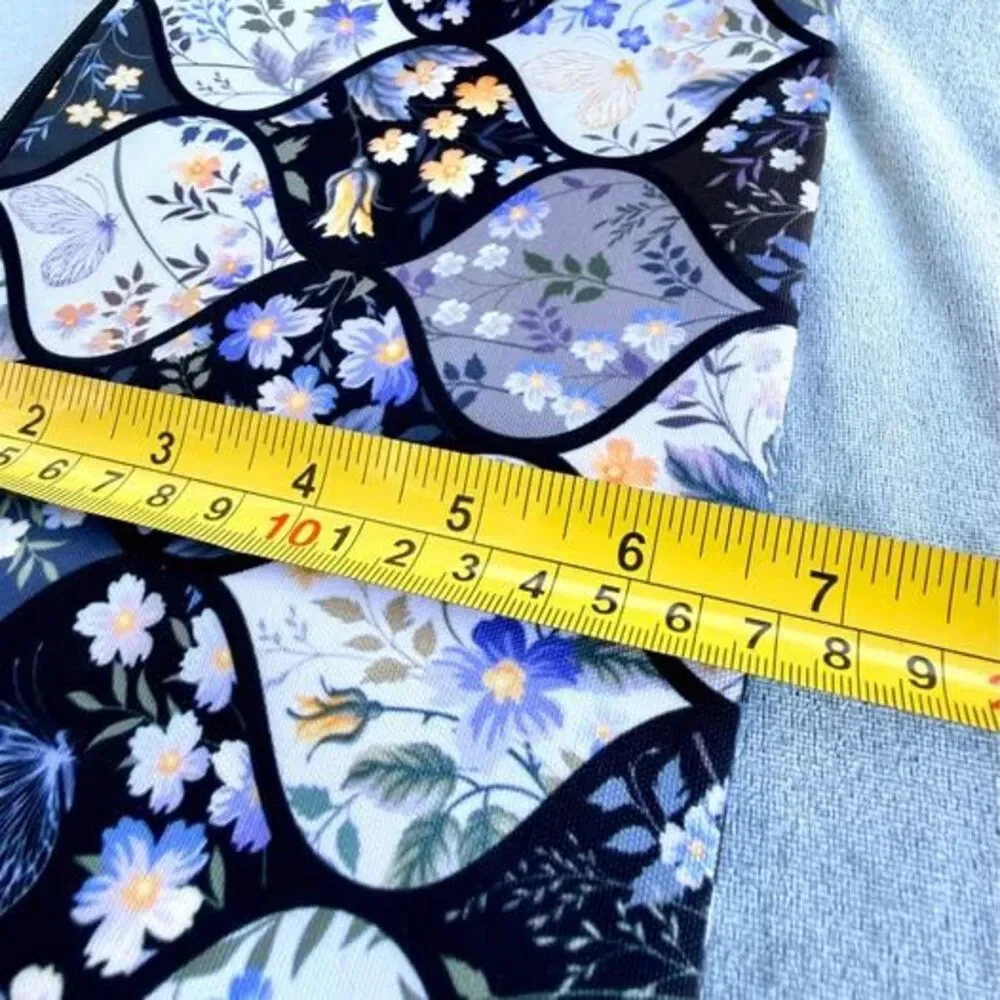 Blue Floral Mosaic Zipper Pouch Cosmetic Bag Boho Mandala Pencil Case